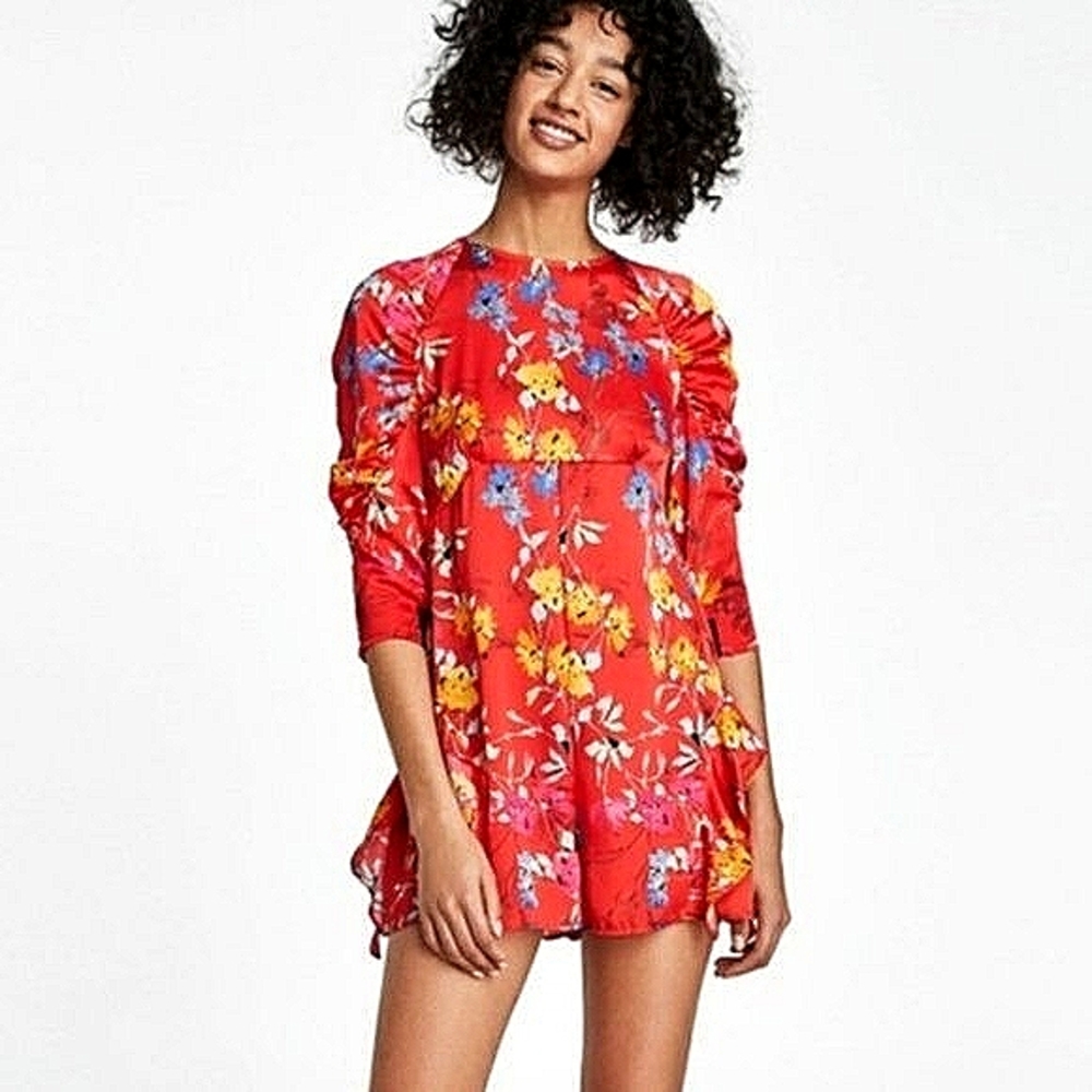 🌹🆕️Zara size Small Red Floral Jumpsuit